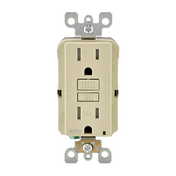 Leviton Straight Blade Receptacle, 5-15R, 15 A, 125V AC, 2 Pole, 3 Wire, Self-Grounded R01-AFTR1-0KI - main